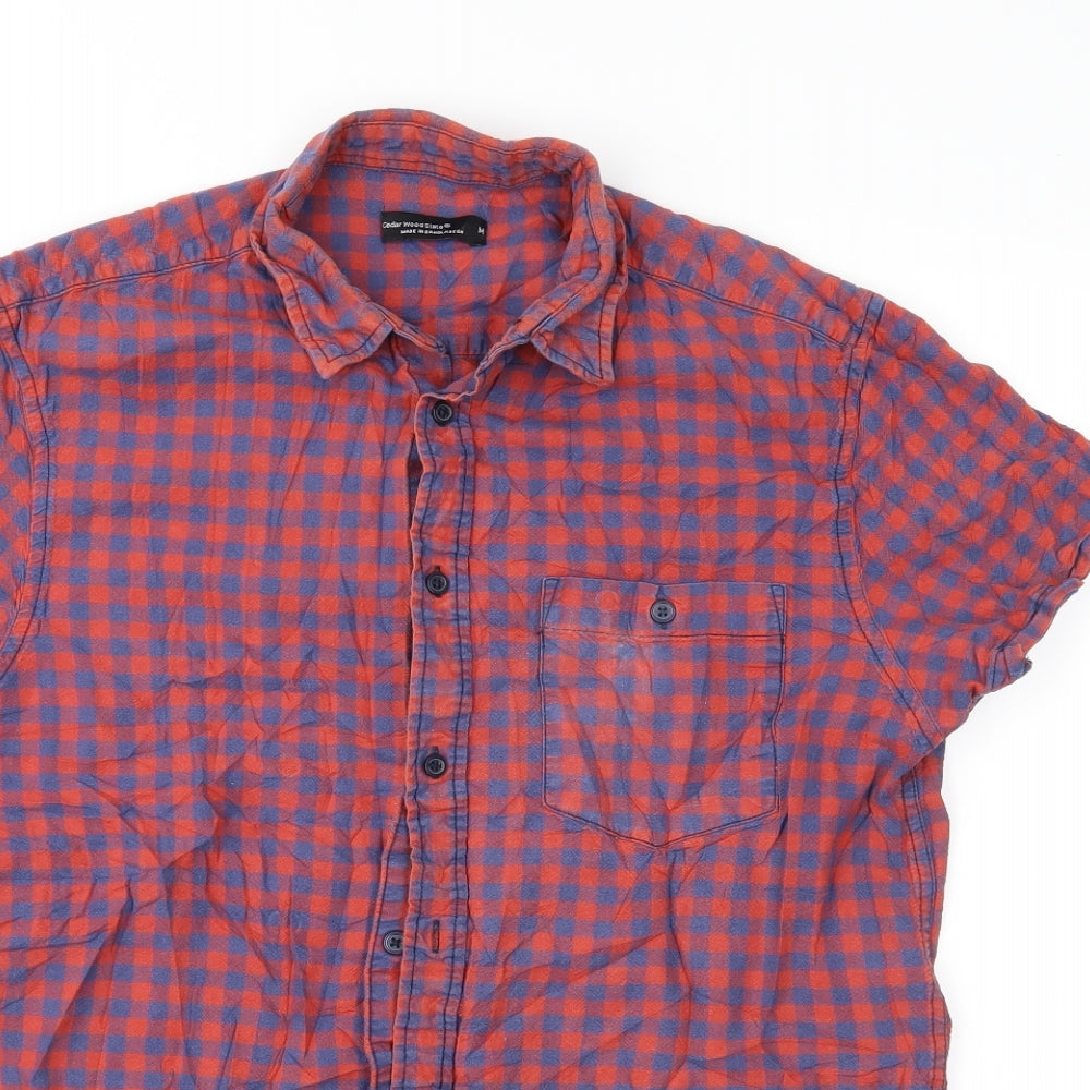 Cedar Wood State Mens Red Check   Button-Up Size M