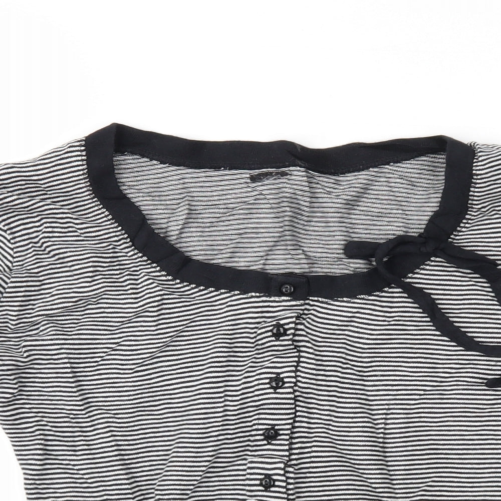 Preworn Womens Black Striped Knit Cardigan Jumper Size L