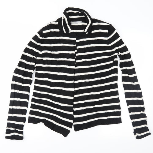 Marks and Spencer Womens Black Striped Knit Cardigan Jumper Size 14