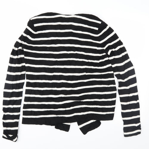 Marks and Spencer Womens Black Striped Knit Cardigan Jumper Size 14