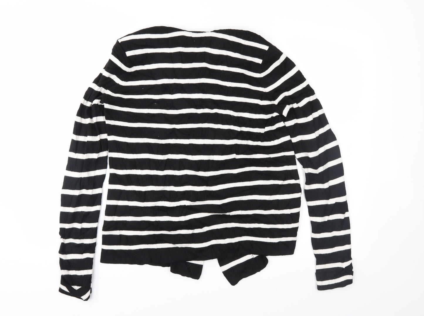 Marks and Spencer Womens Black Striped Knit Cardigan Jumper Size 14