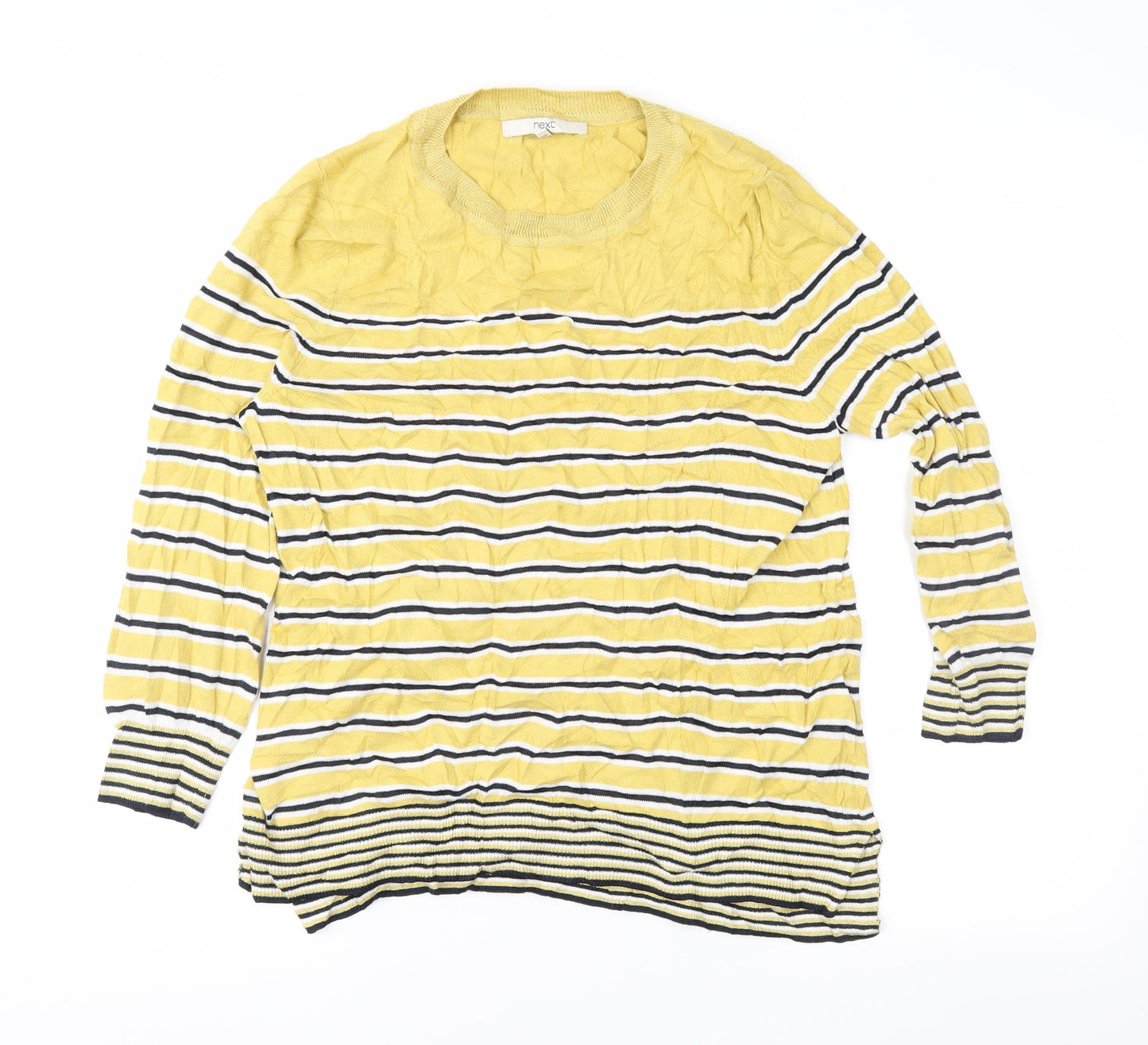 NEXT Womens Yellow Striped Knit Pullover Jumper Size 14