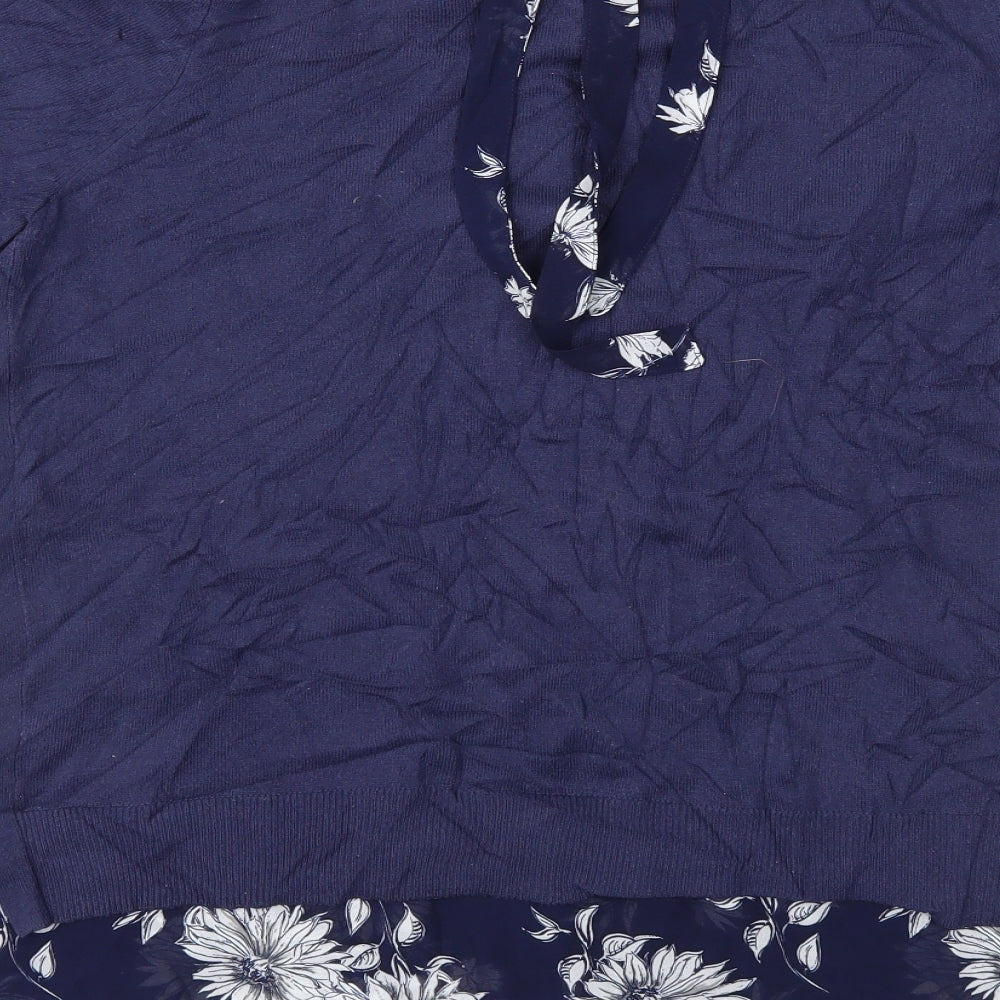 George Womens Blue Floral Knit Pullover Jumper Size 16