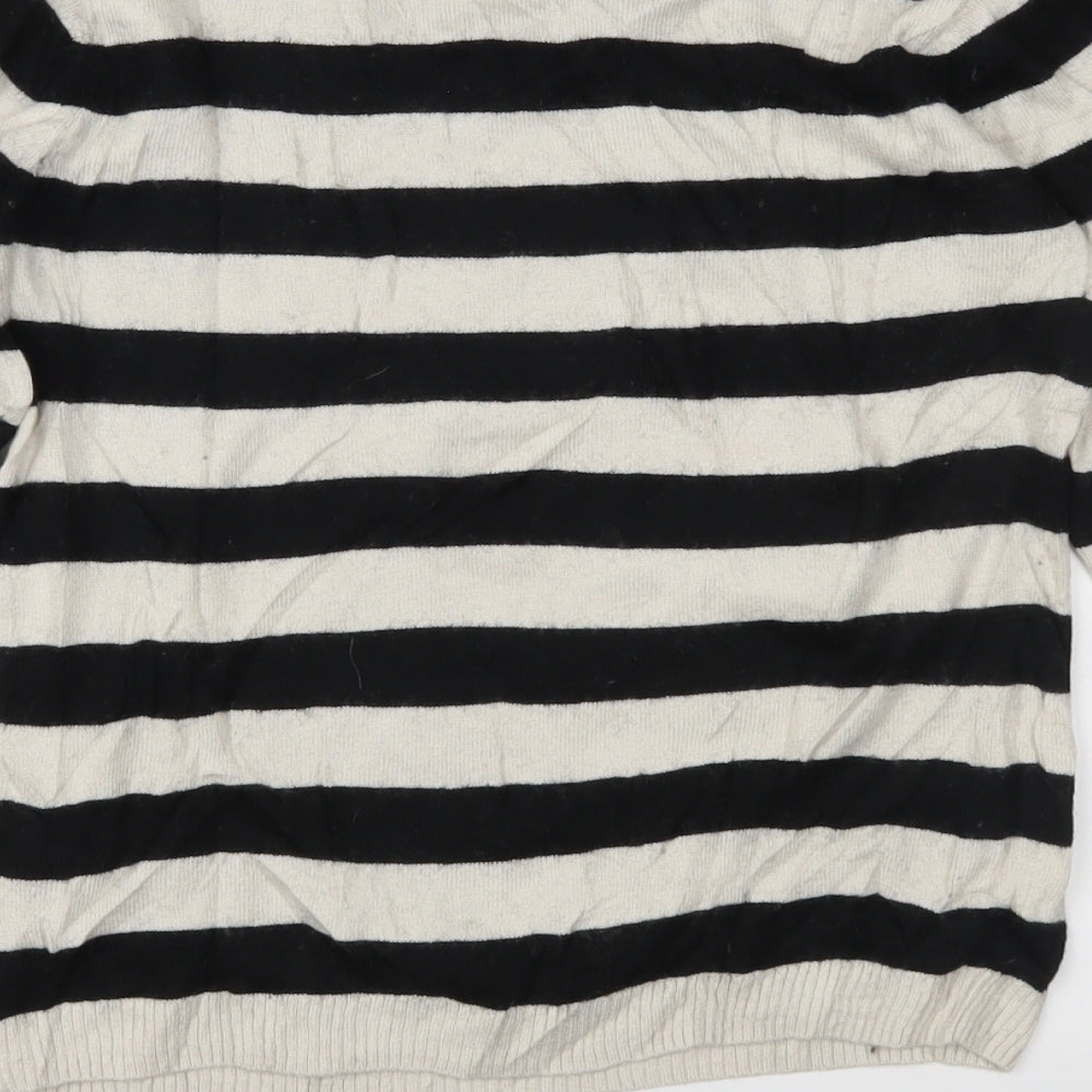Marks and Spencer Girls Black Striped Knit Pullover Jumper Size 11-12 Years  - Horse
