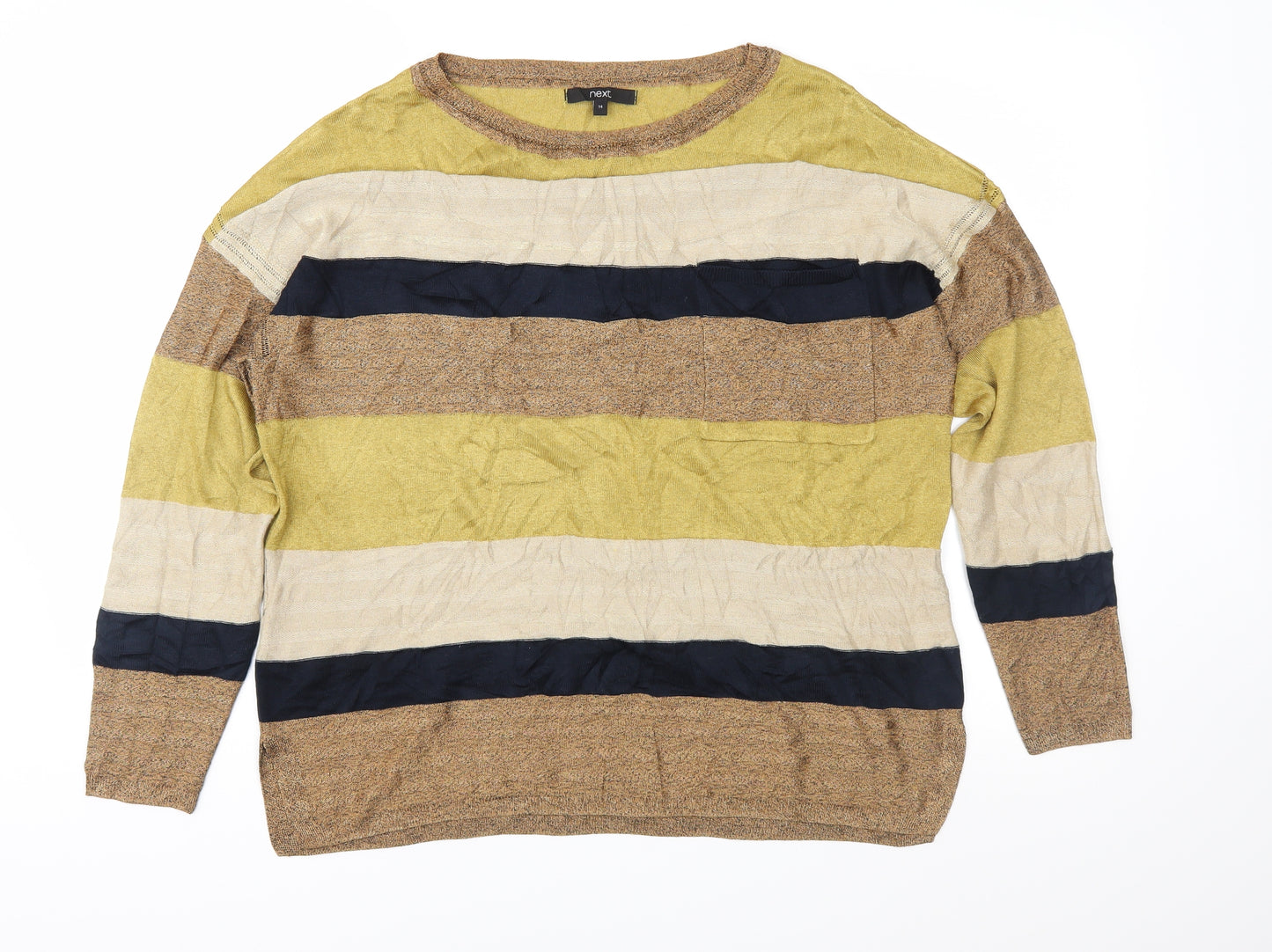 NEXT Womens Brown Striped Knit Pullover Jumper Size 14