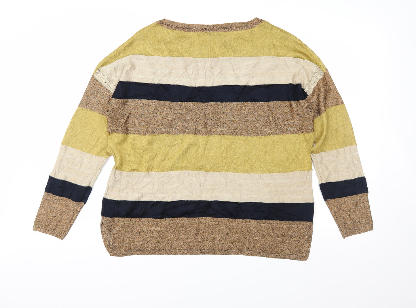 NEXT Womens Brown Striped Knit Pullover Jumper Size 14