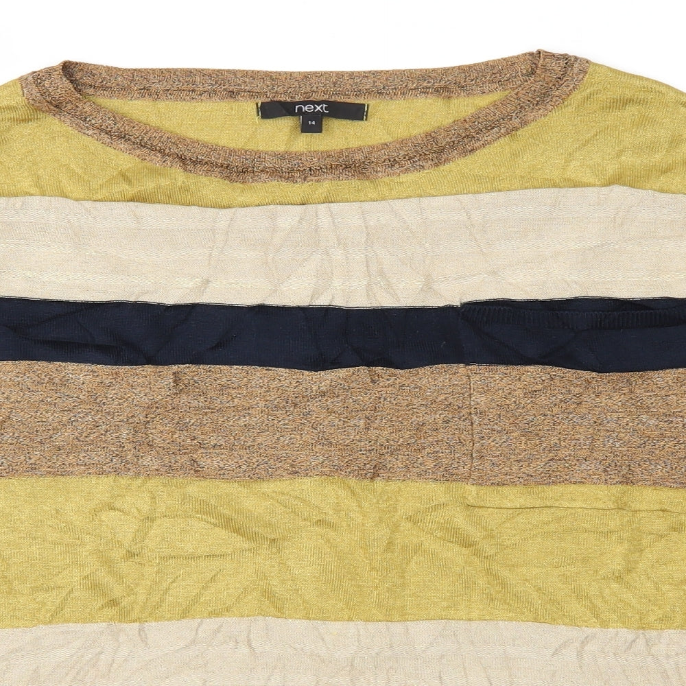 NEXT Womens Brown Striped Knit Pullover Jumper Size 14