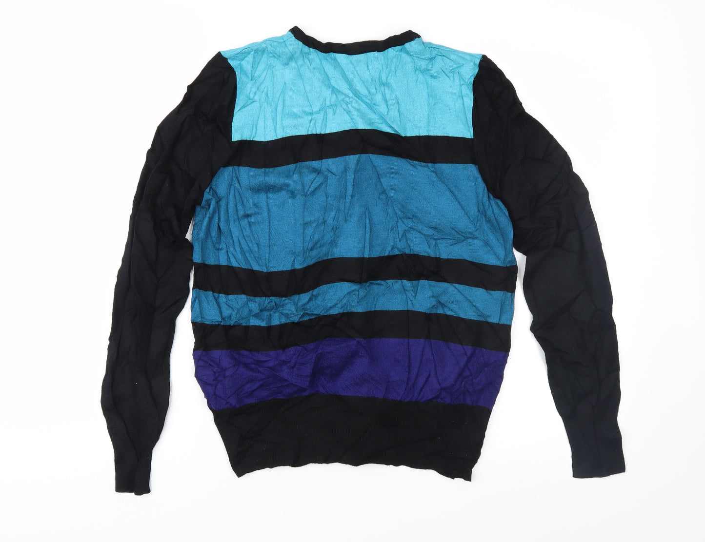Marks and Spencer Womens Blue Striped Knit Cardigan Jumper Size 12