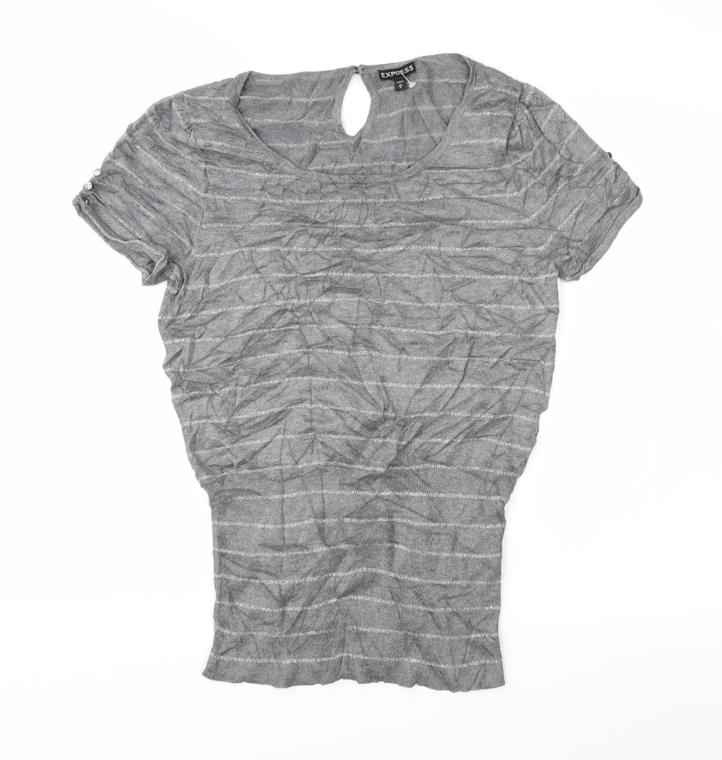 Express Womens Grey Striped Knit Pullover Jumper Size M