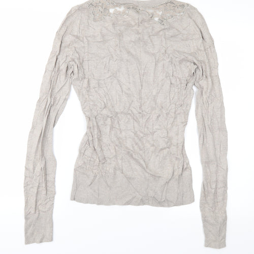 Topshop Womens Brown Floral Knit Pullover Jumper Size 8