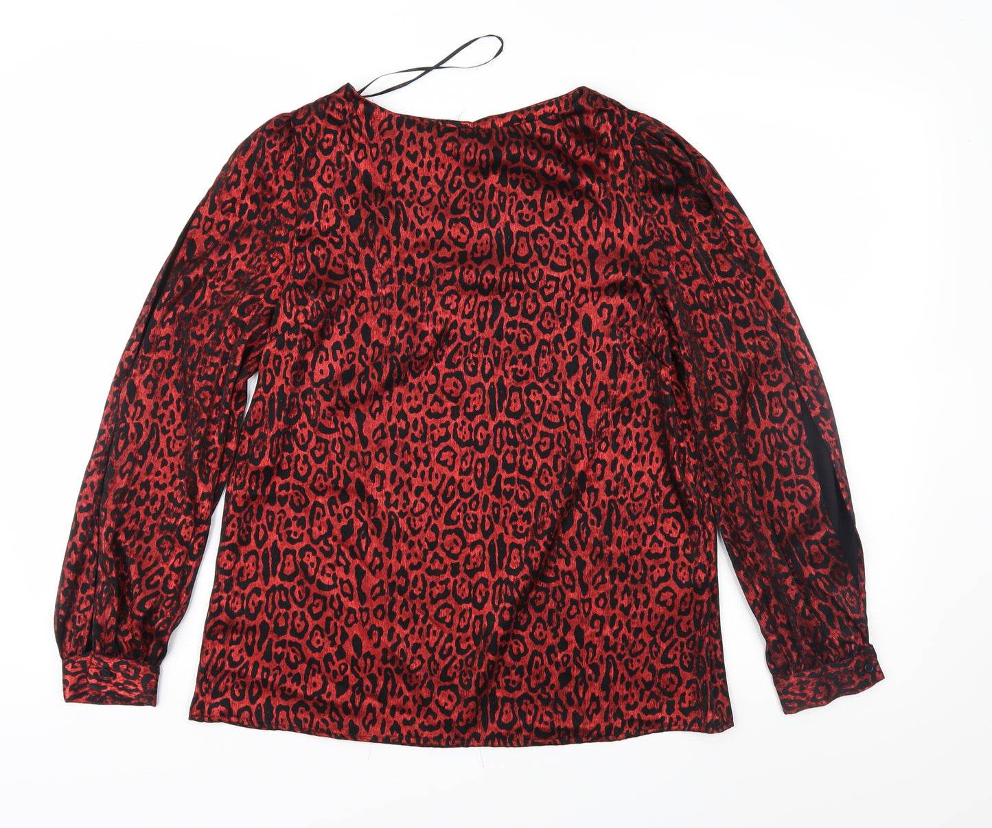 Peacocks Womens Red Animal Print  Basic Blouse Size 8