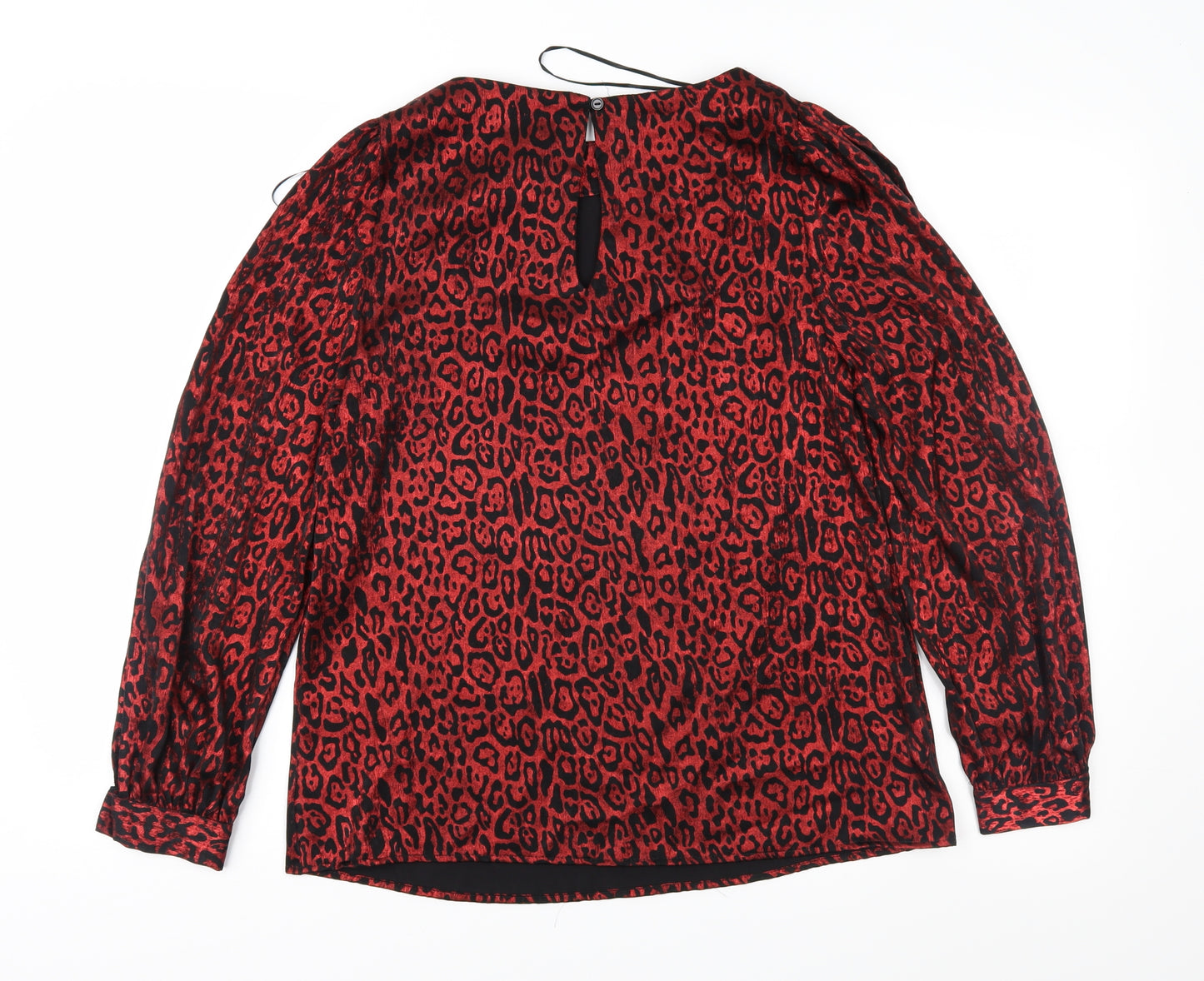 Peacocks Womens Red Animal Print  Basic Blouse Size 8