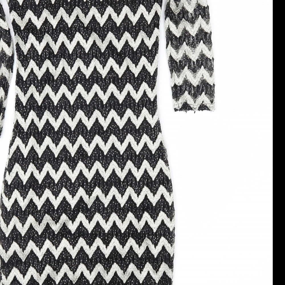 Cameo Rose Womens Black Geometric Lace Sheath  Size 8