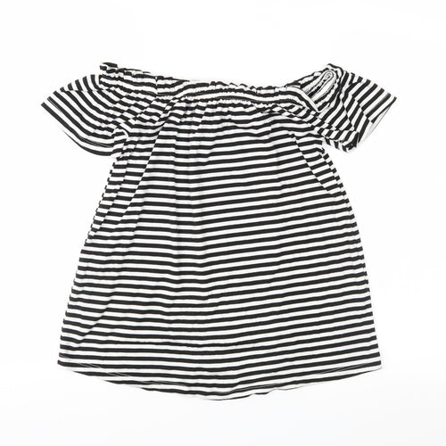 Peacocks Womens Black Striped Jersey Basic Blouse Size 8