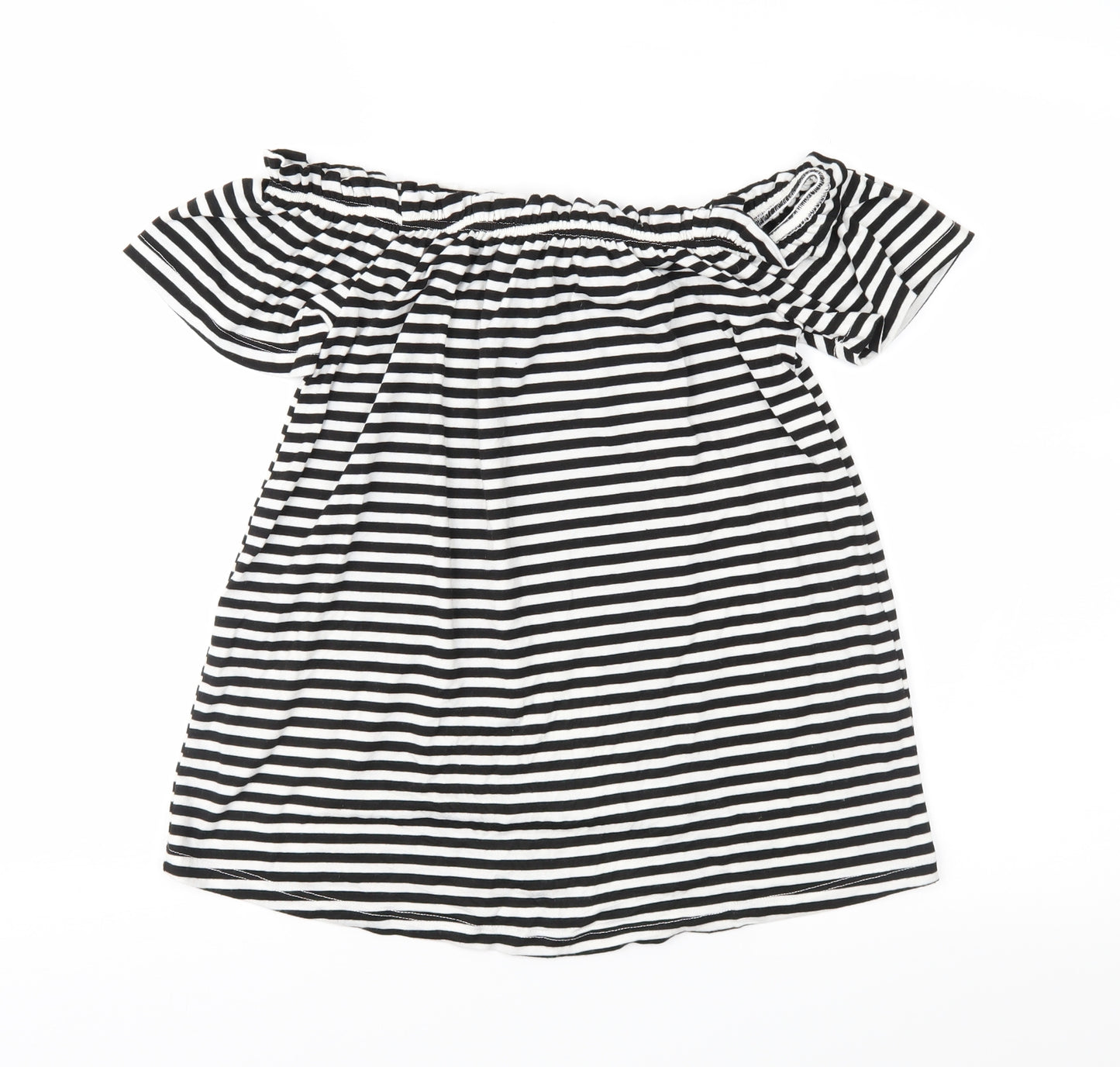 Peacocks Womens Black Striped Jersey Basic Blouse Size 8