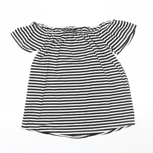 Peacocks Womens Black Striped Jersey Basic Blouse Size 8