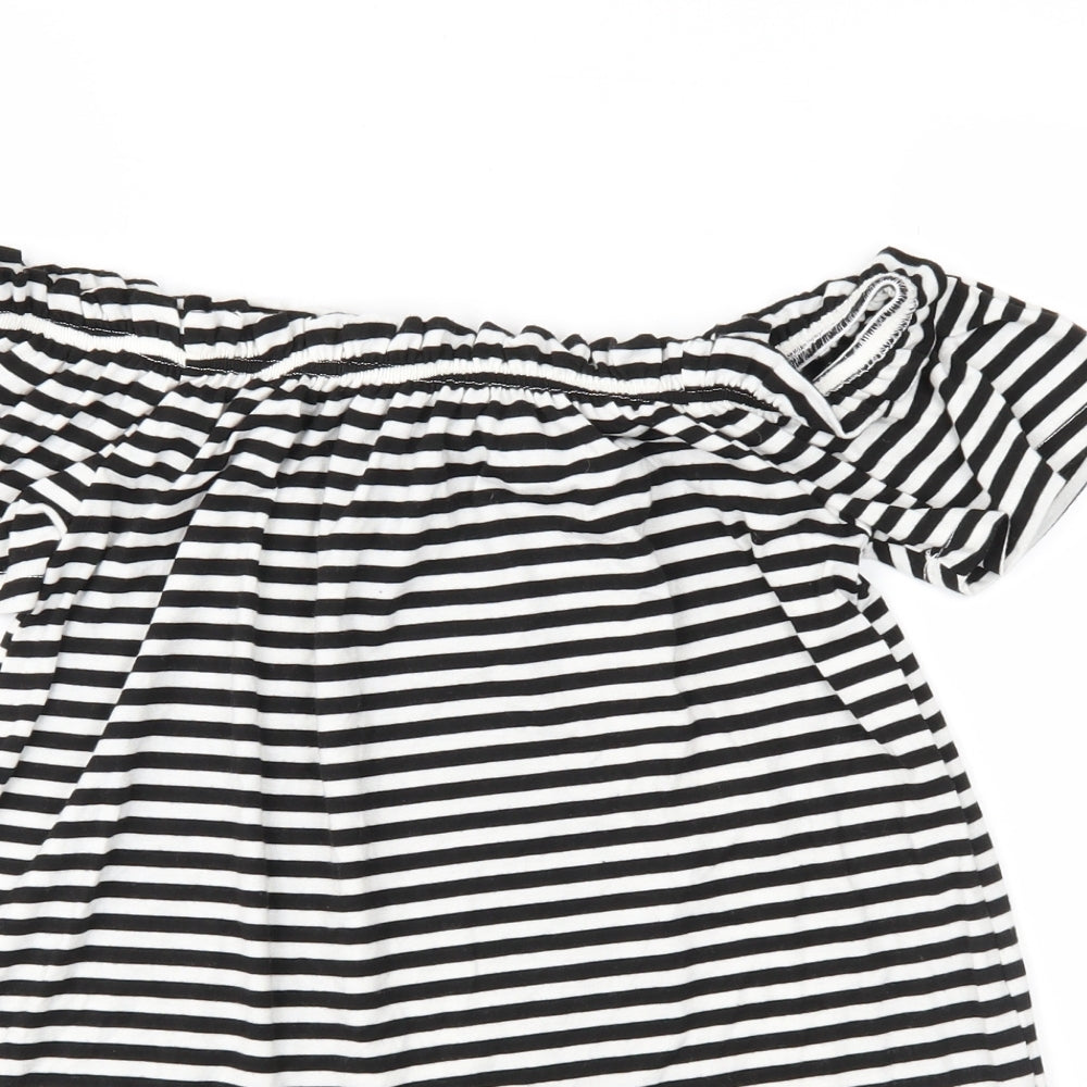 Peacocks Womens Black Striped Jersey Basic Blouse Size 8