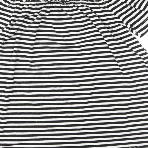 Peacocks Womens Black Striped Jersey Basic Blouse Size 8