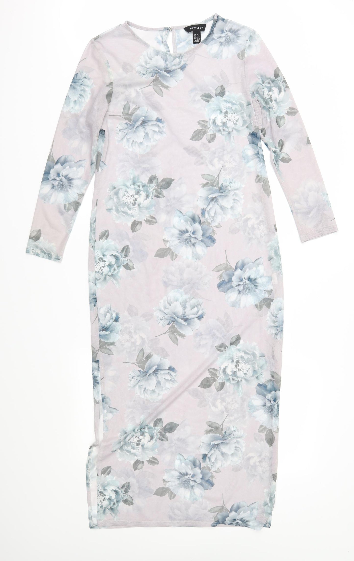 New Look Womens Grey Floral Mesh Shift  Size 16