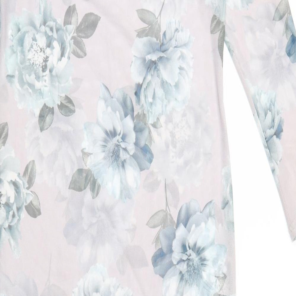 New Look Womens Grey Floral Mesh Shift  Size 16