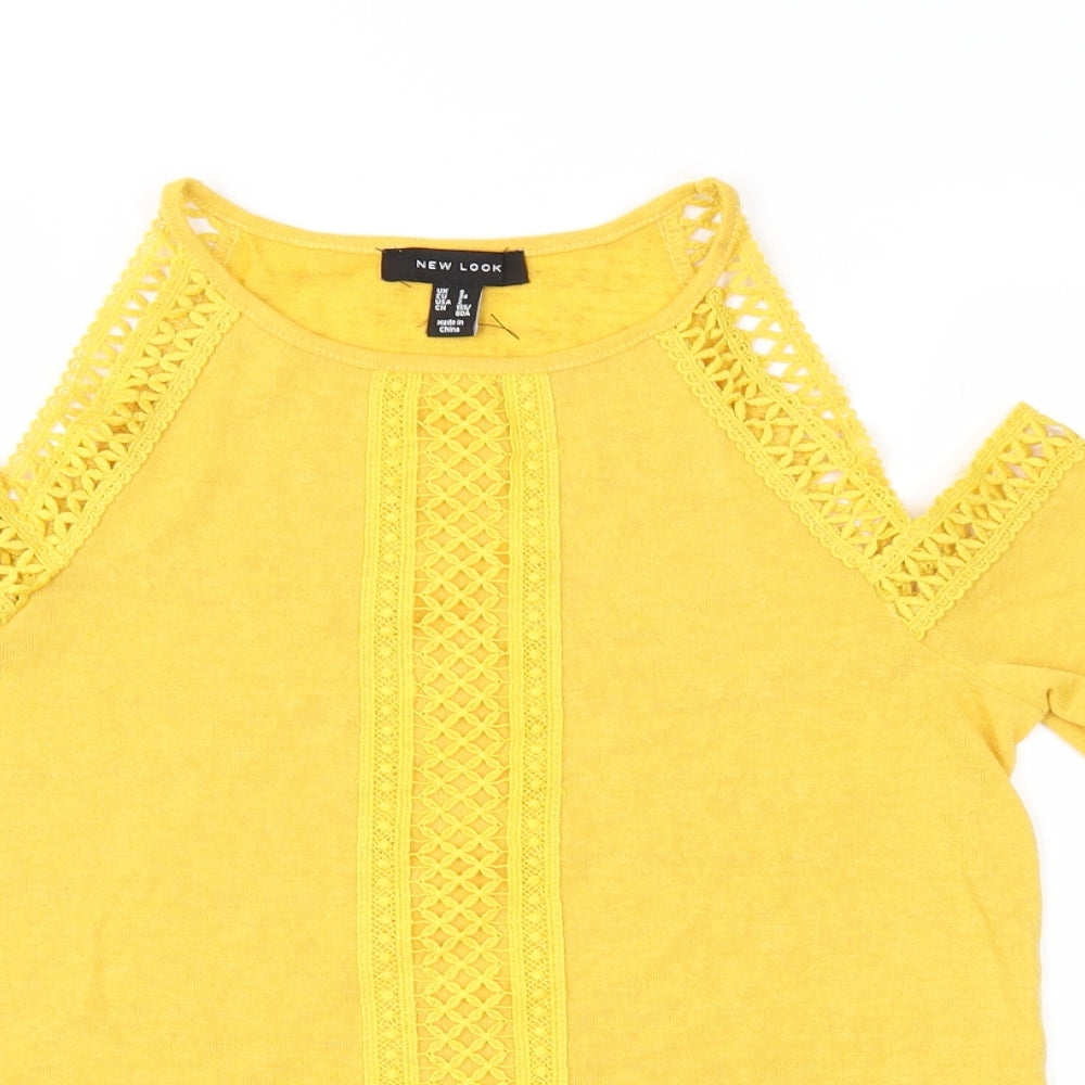New Look Womens Yellow  Jersey Basic Blouse Size 6