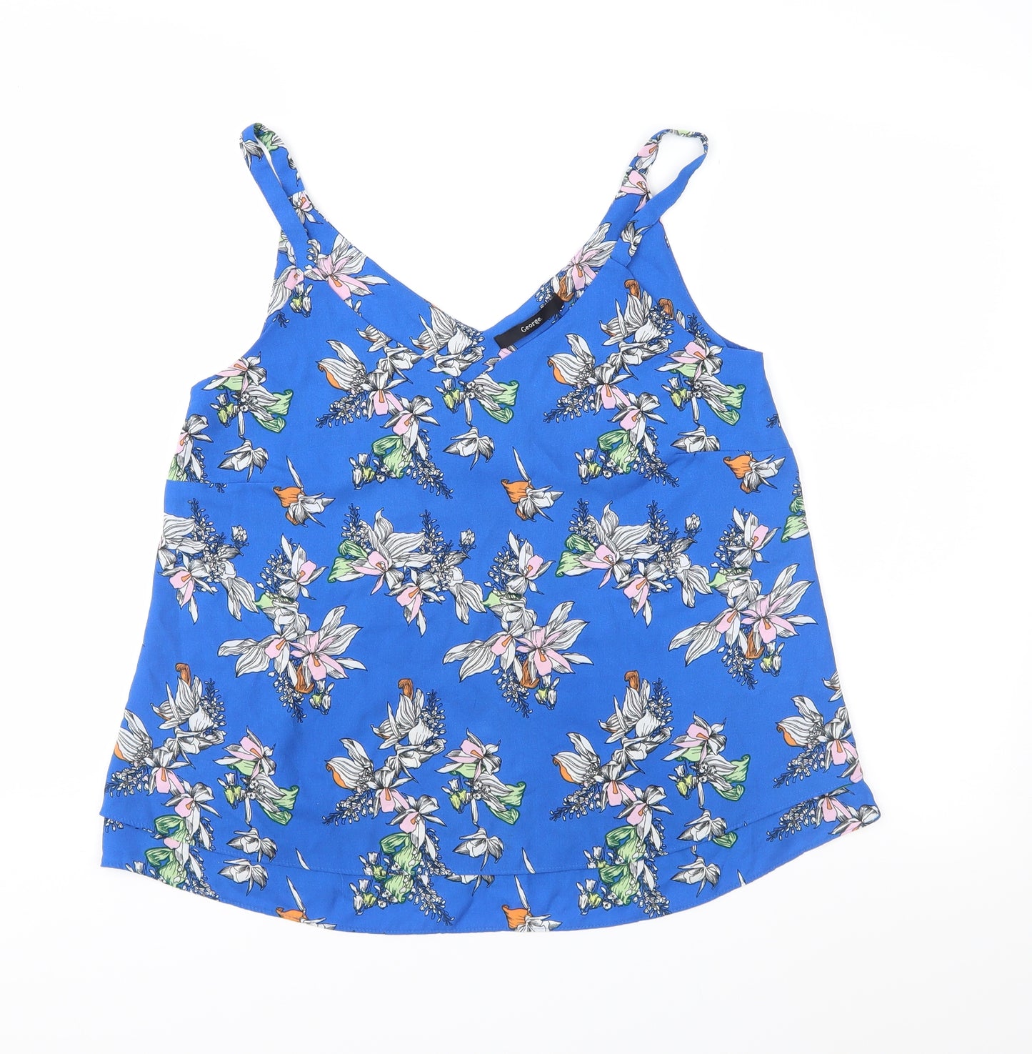 George Womens Blue Floral Chiffon Camisole Blouse Size 8