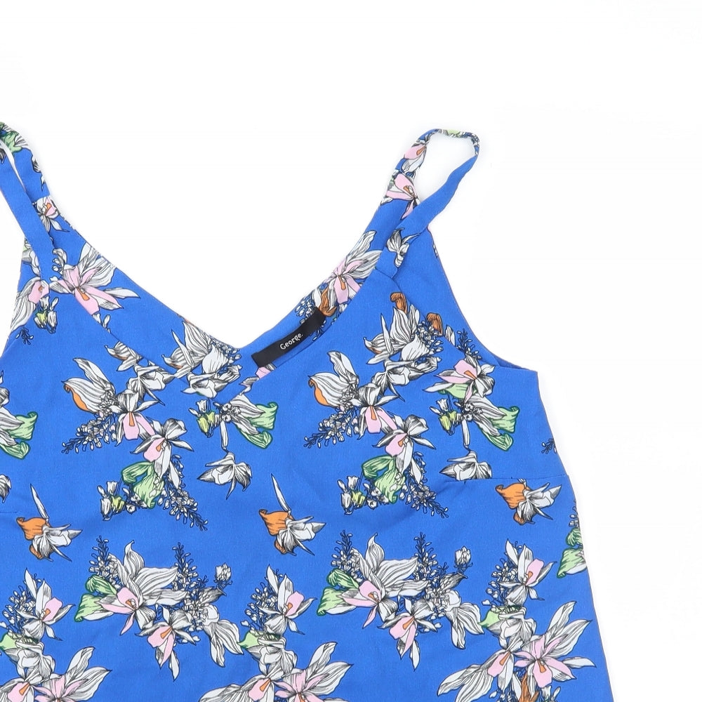 George Womens Blue Floral Chiffon Camisole Blouse Size 8
