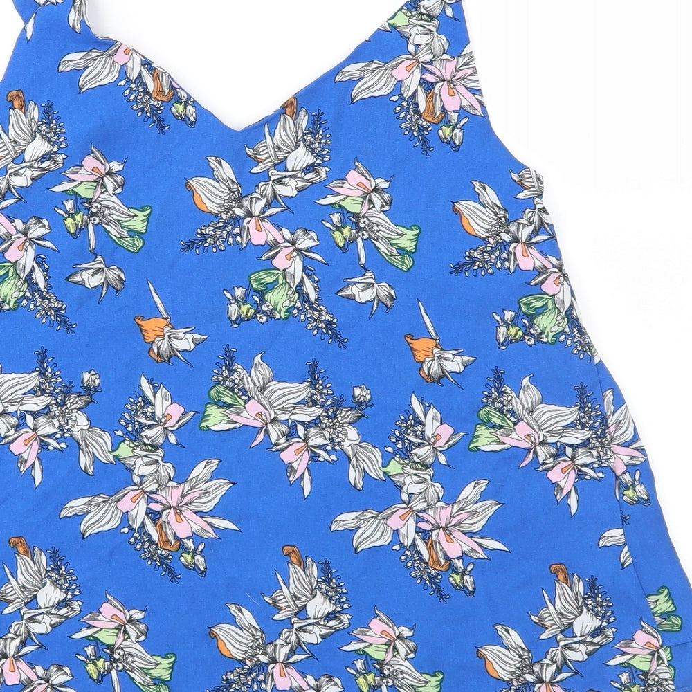 George Womens Blue Floral Chiffon Camisole Blouse Size 8