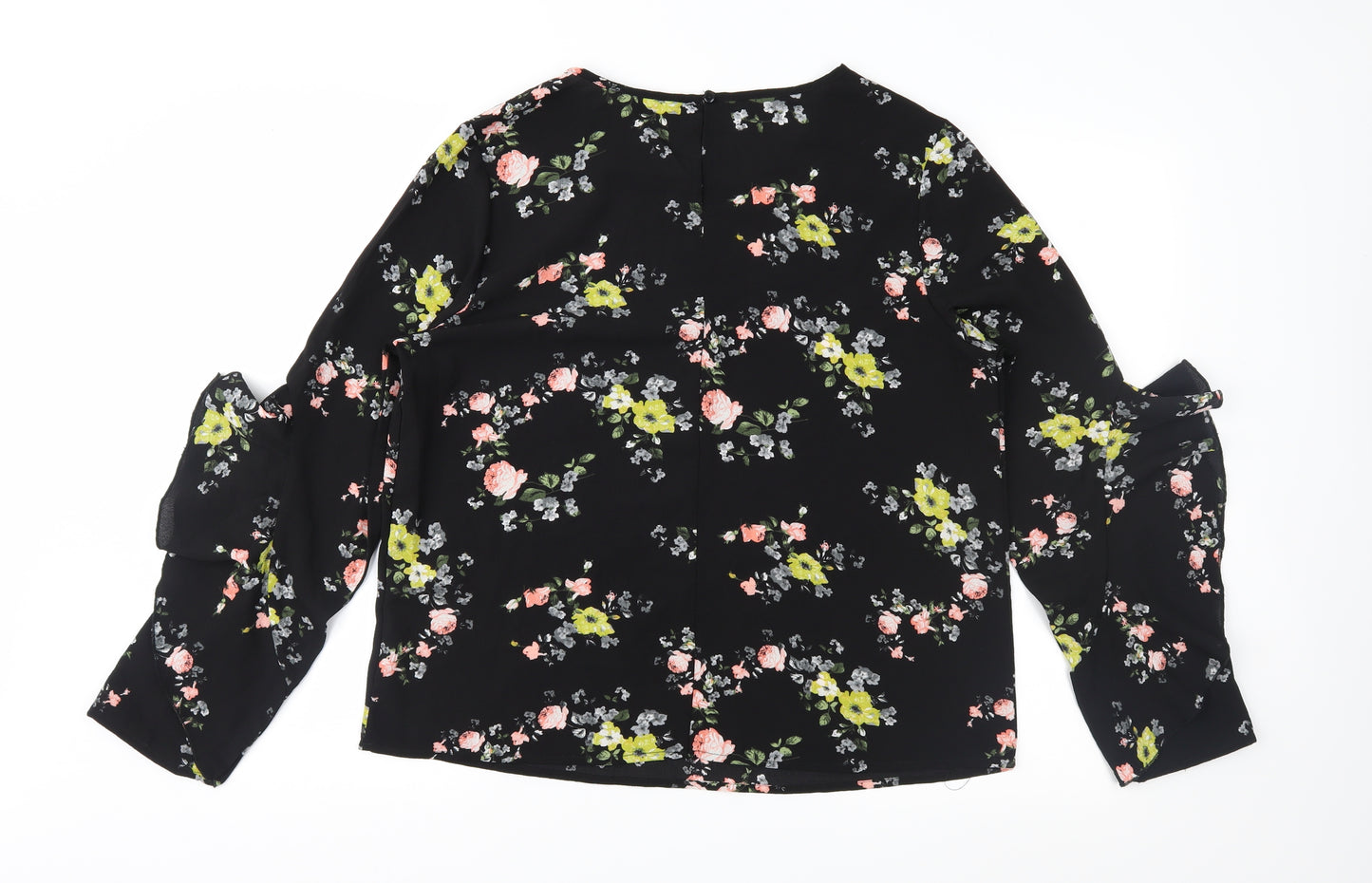 Casual Twenty4 Womens Black Floral  Basic Blouse Size 14