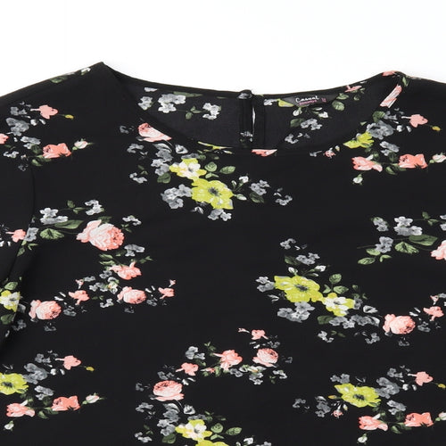 Casual Twenty4 Womens Black Floral  Basic Blouse Size 14