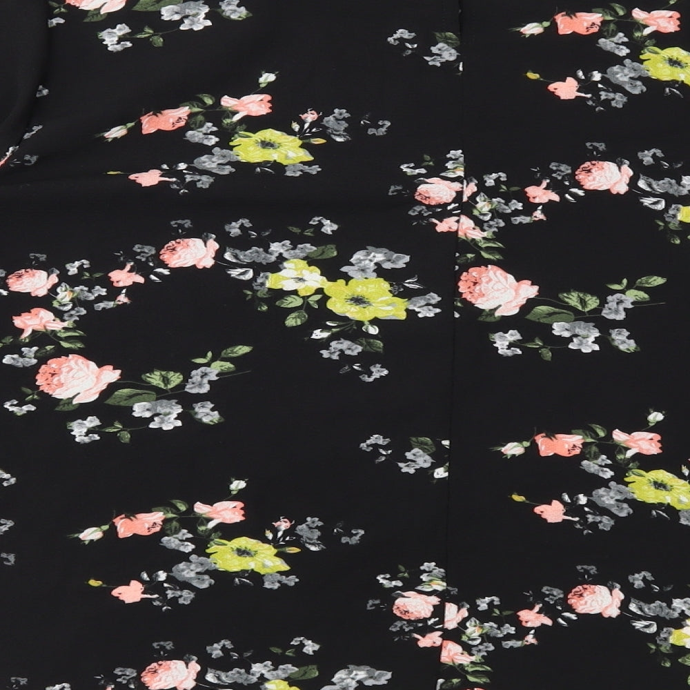Casual Twenty4 Womens Black Floral  Basic Blouse Size 14