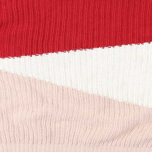 New Look Womens Red Geometric Knit Pullover Jumper Size S