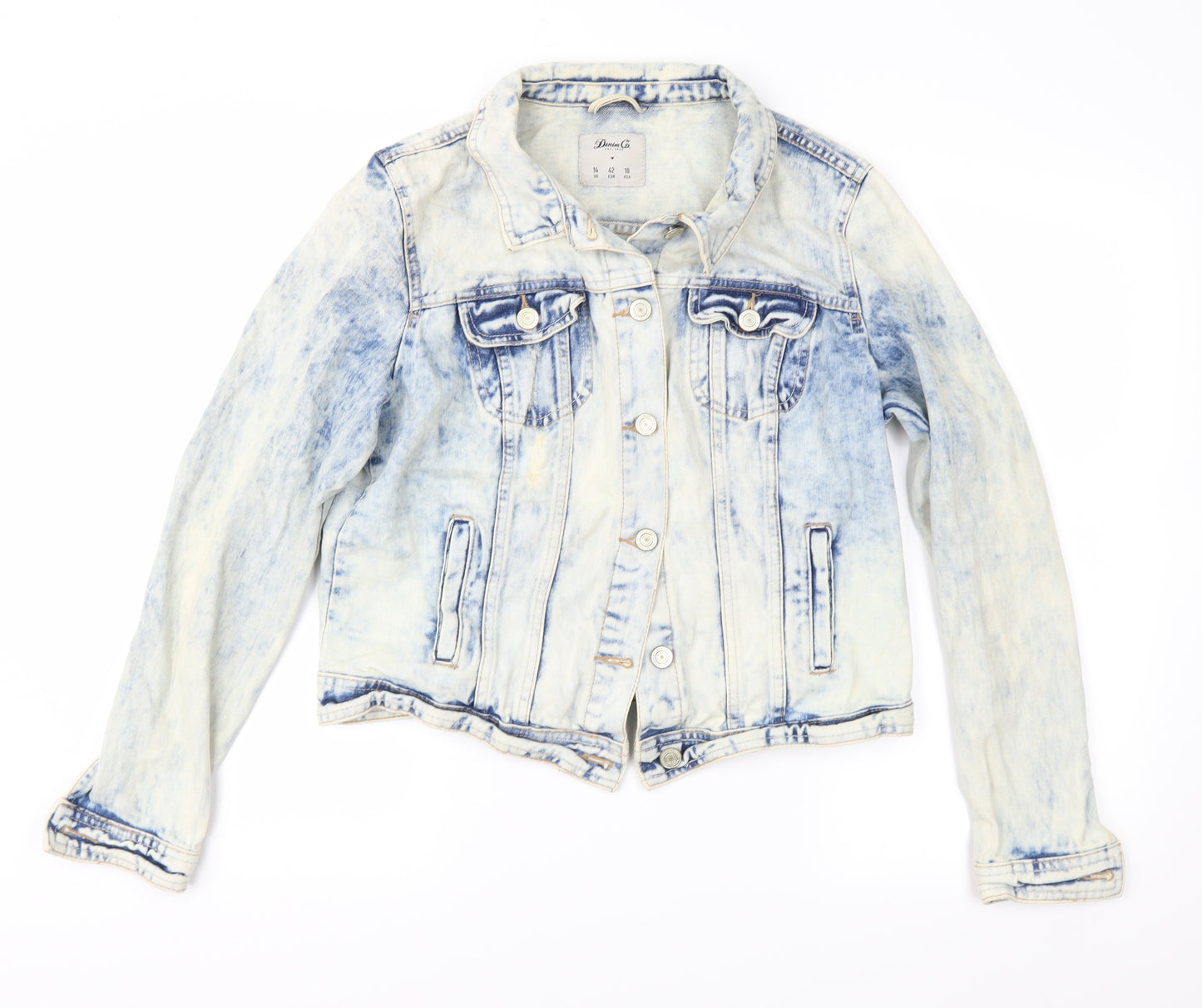 Denim & Co. Womens Blue  Denim Jacket  Size 14  - distressed