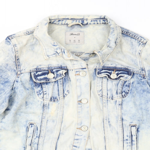 Denim & Co. Womens Blue  Denim Jacket  Size 14  - distressed