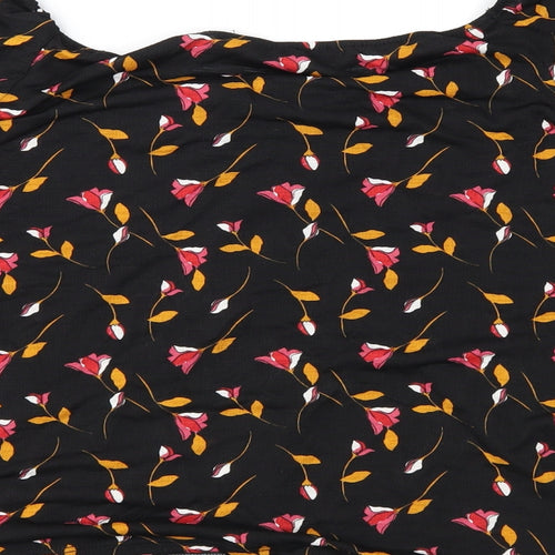 George Womens Black Floral  Basic Blouse Size 8