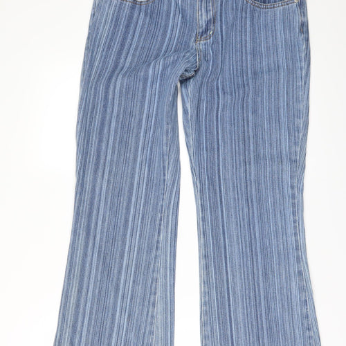 Littlewoods Womens Silver Striped Denim Flared Jeans Size 12 L29 in