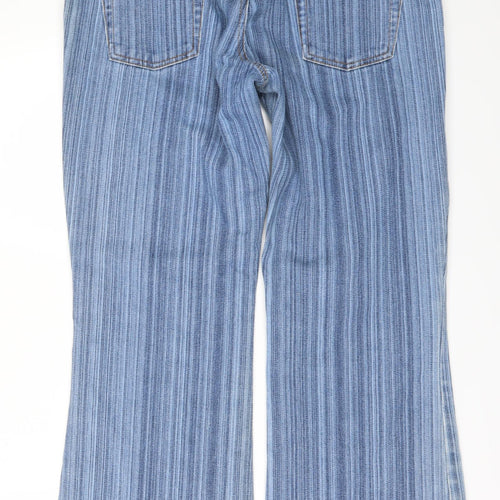 Littlewoods Womens Silver Striped Denim Flared Jeans Size 12 L29 in