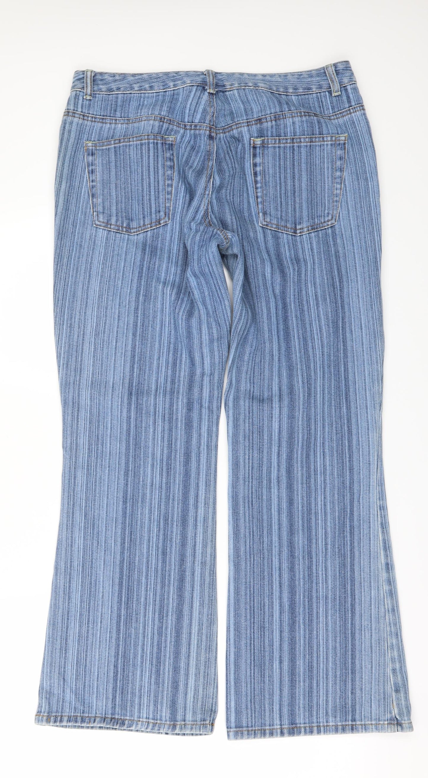 Littlewoods Womens Silver Striped Denim Flared Jeans Size 12 L29 in