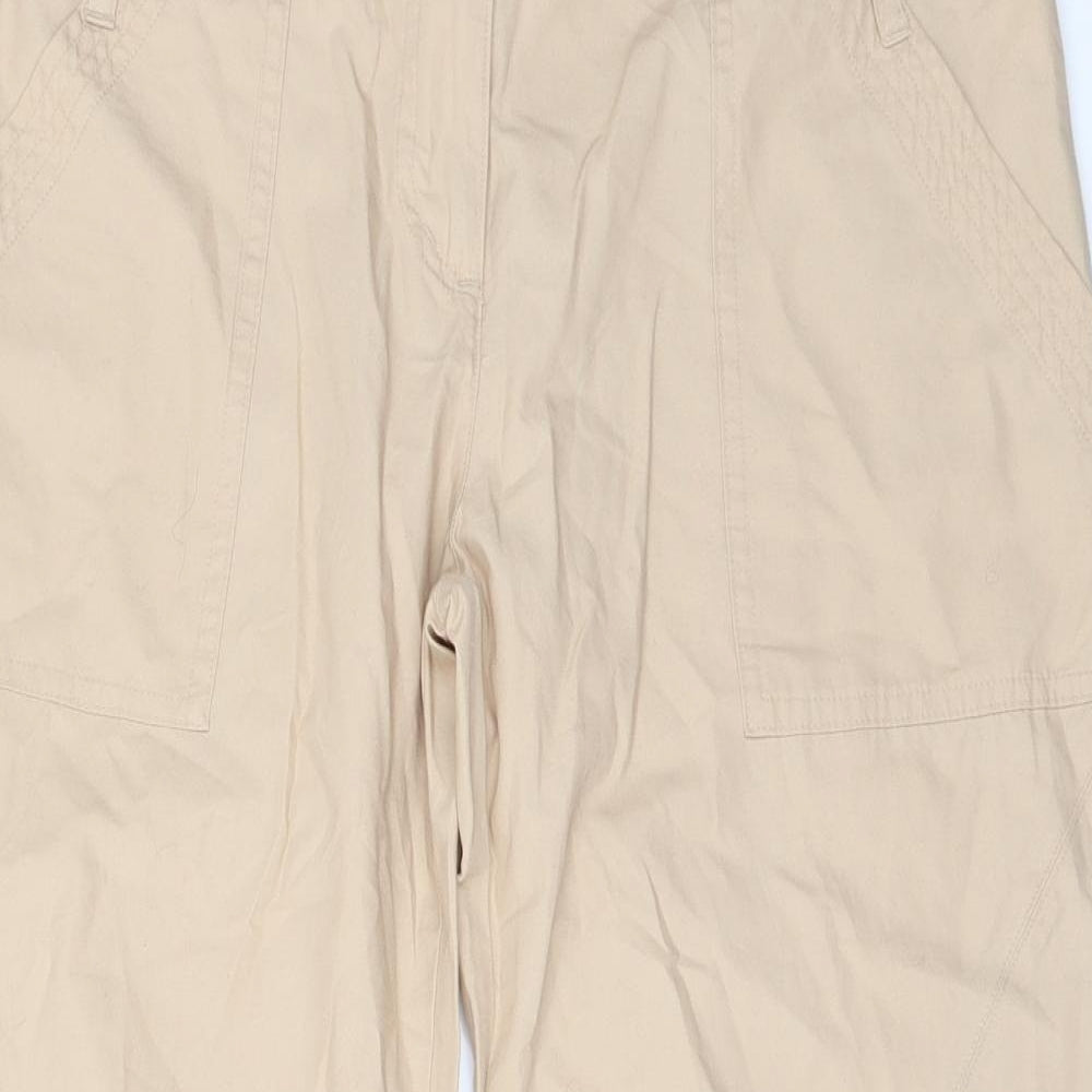H&M Womens Beige   Cropped Trousers Size 12 L22 in - STUDDED HEM