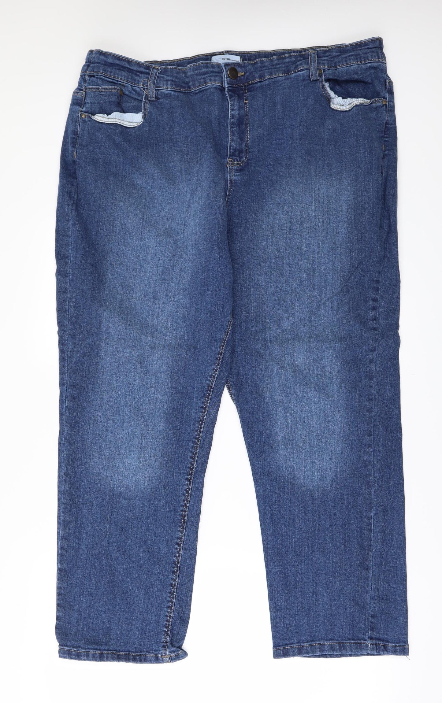 Denim Essentials Womens Blue  Denim Wide-Leg Jeans Size 24 L27 in