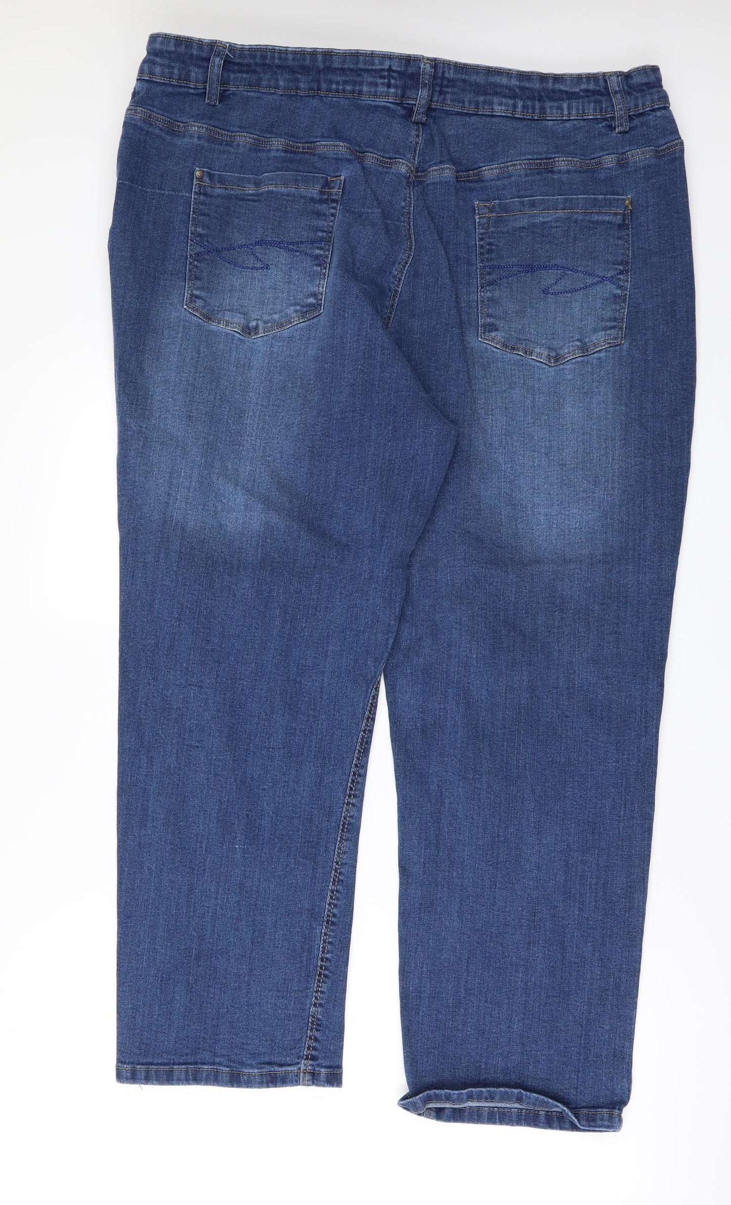 Denim Essentials Womens Blue  Denim Wide-Leg Jeans Size 24 L27 in