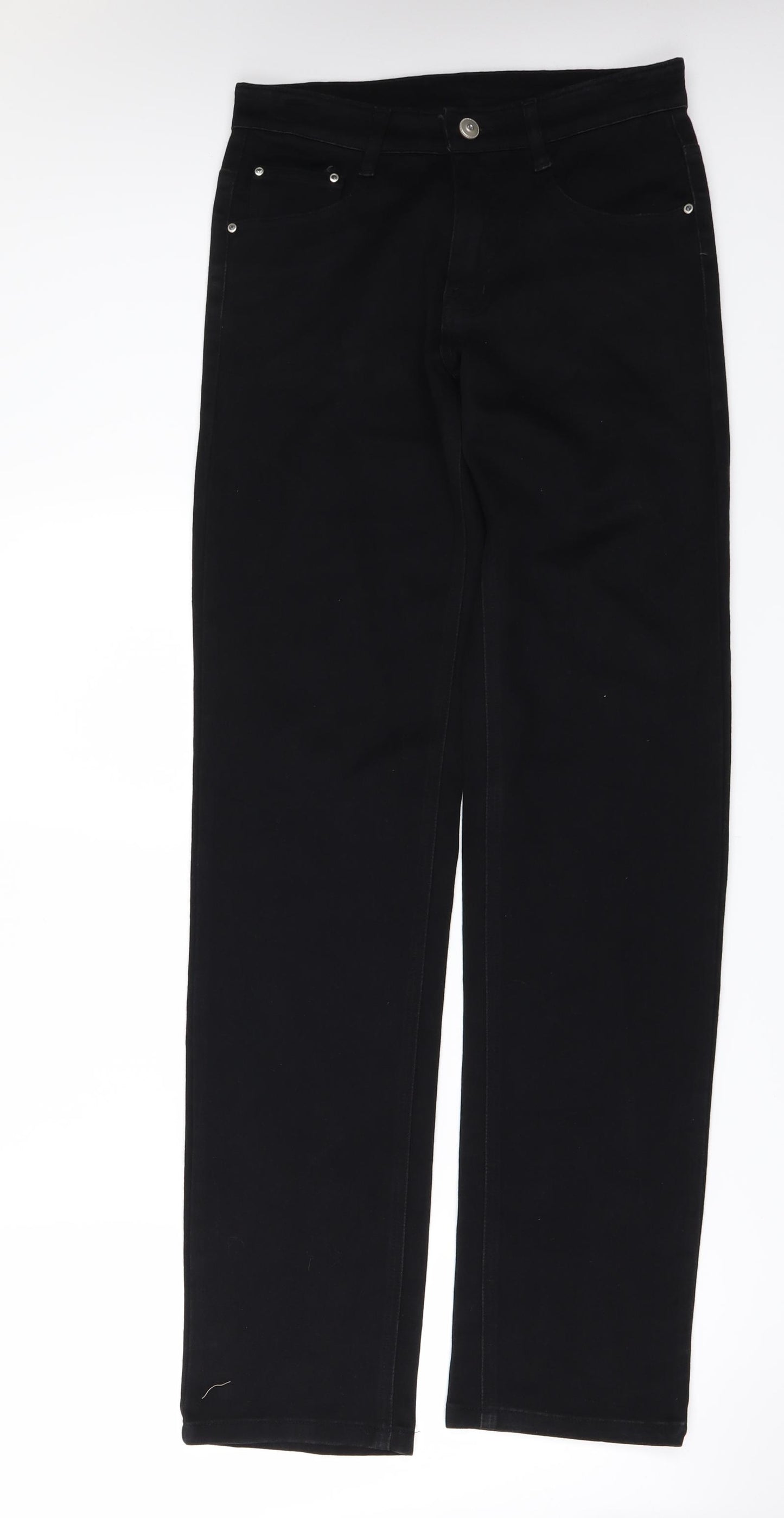 Preworn Womens Black  Denim Straight Jeans Size 10 L33 in - pocket detail