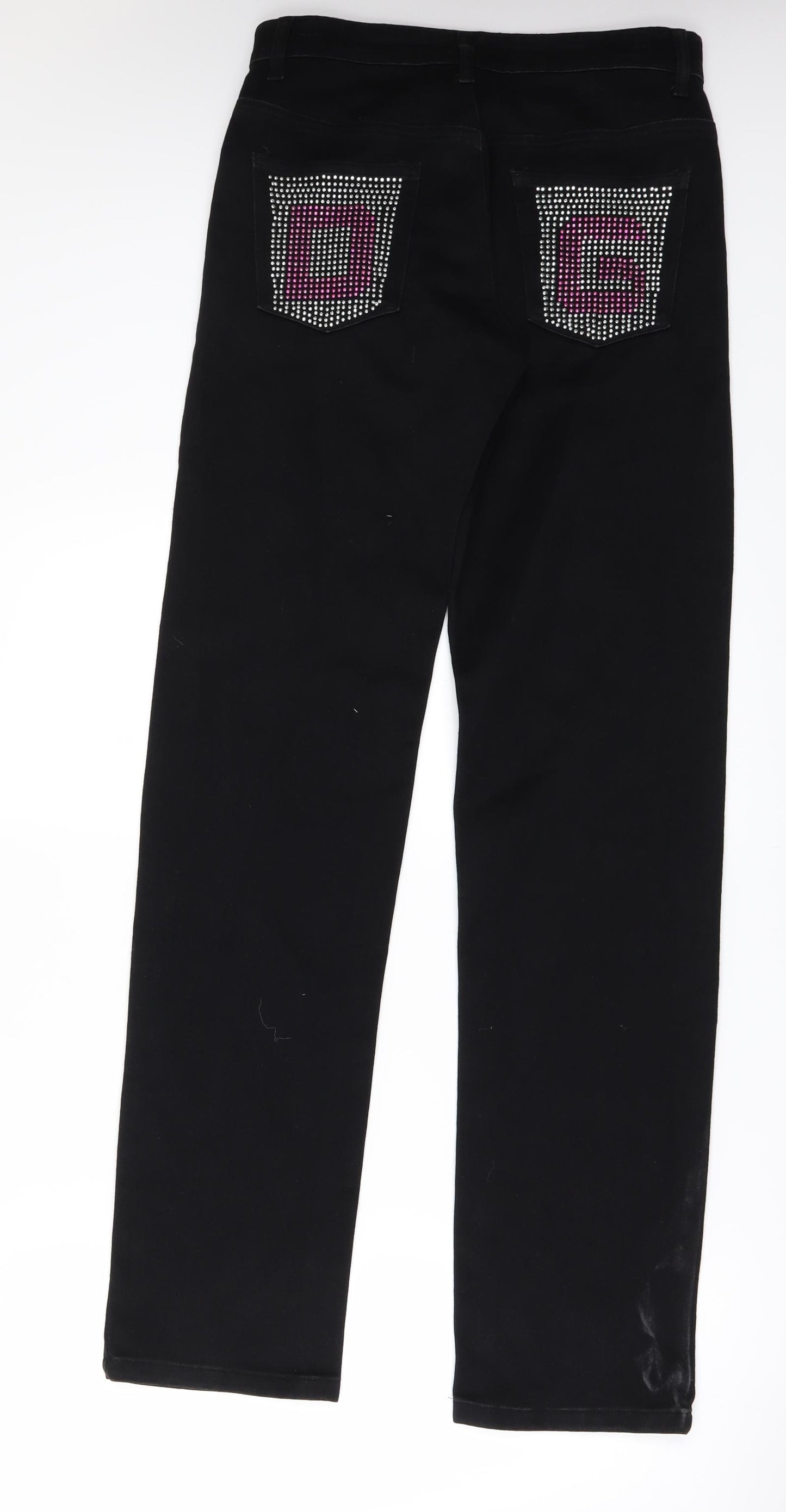 Preworn Womens Black  Denim Straight Jeans Size 10 L33 in - pocket detail