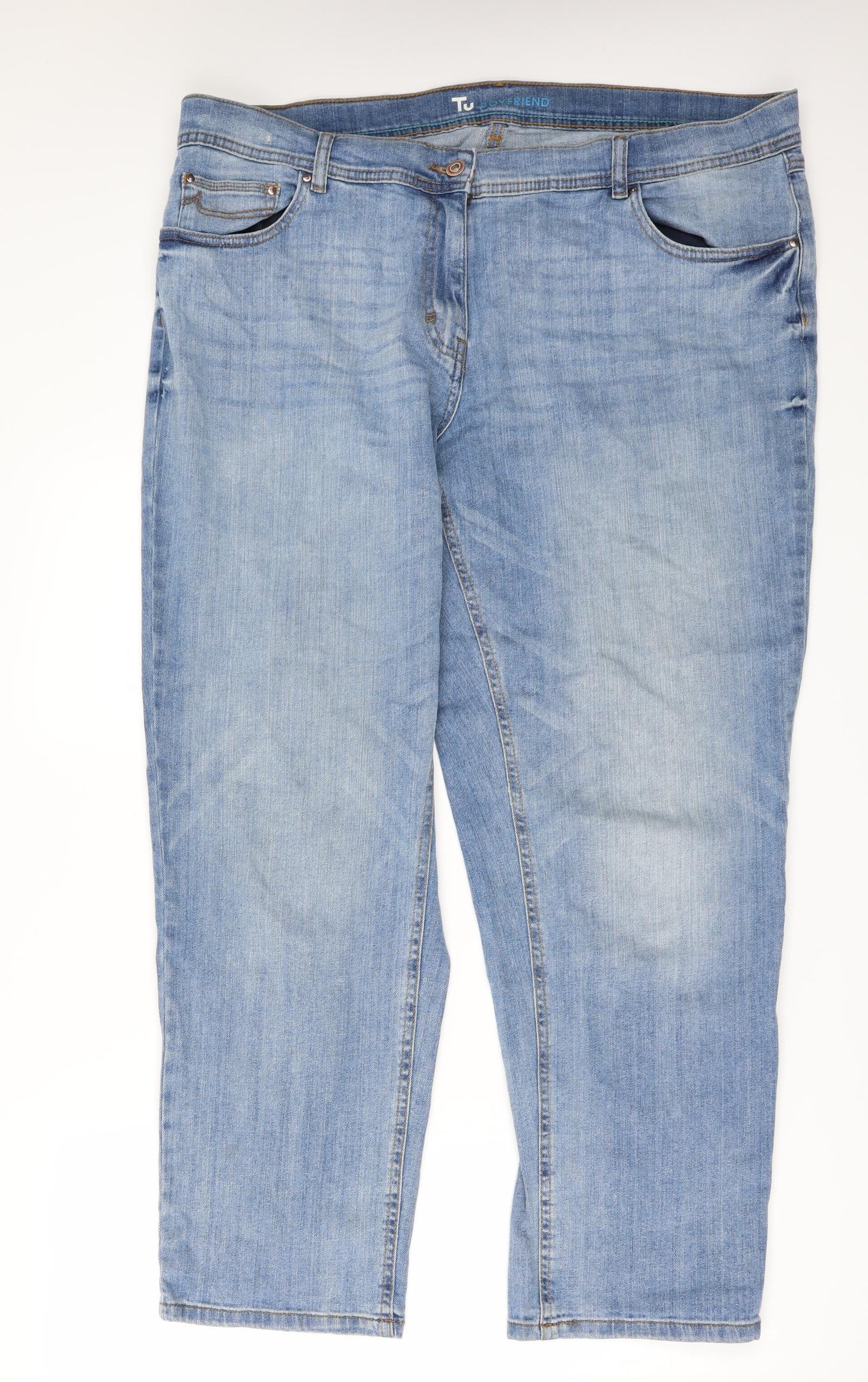 TU Womens Blue  Denim Boyfriend Jeans Size 20 L30 in