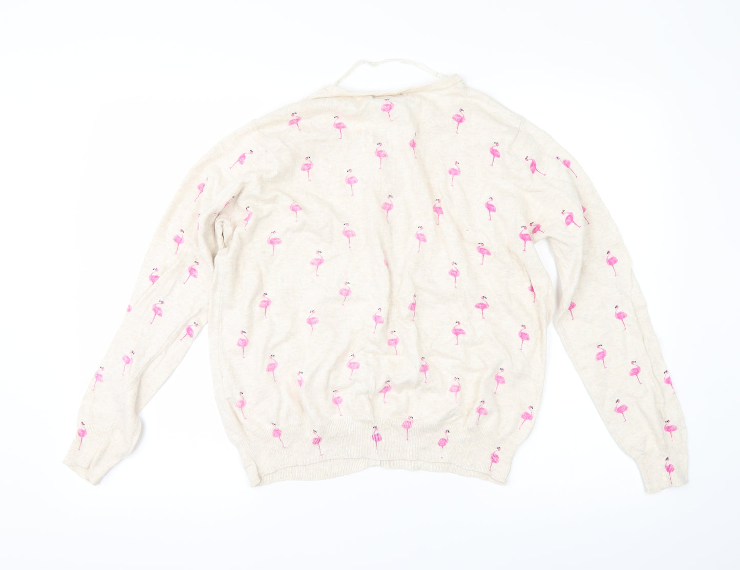 Primark Womens Beige Geometric  Cardigan Jumper Size 16