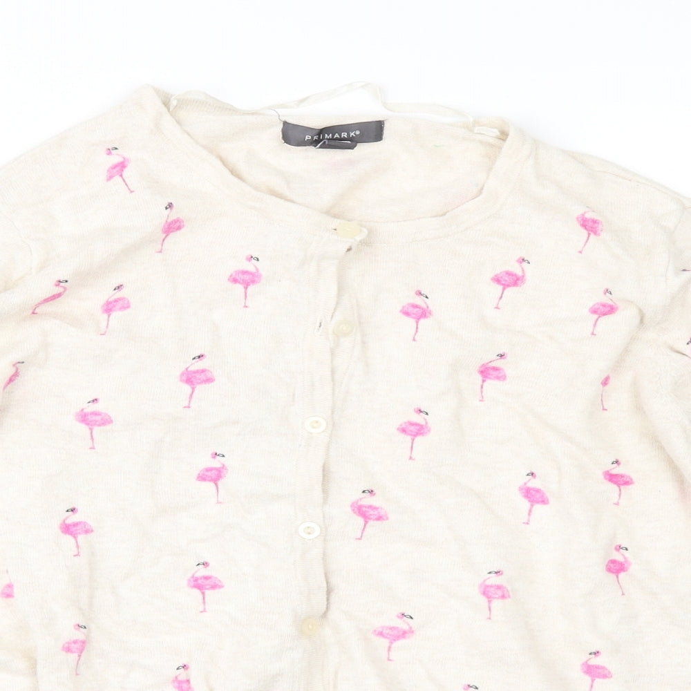 Primark Womens Beige Geometric  Cardigan Jumper Size 16