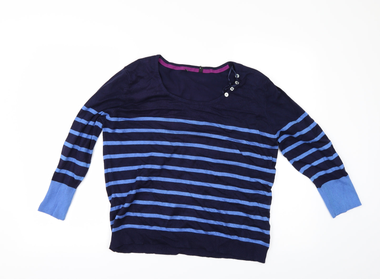 Preworn Womens Blue Striped  Pullover Jumper Size 18