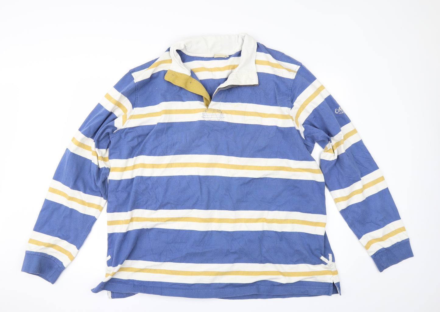 Cotton Traders Mens Blue Striped  Pullover Sweatshirt Size 3XL