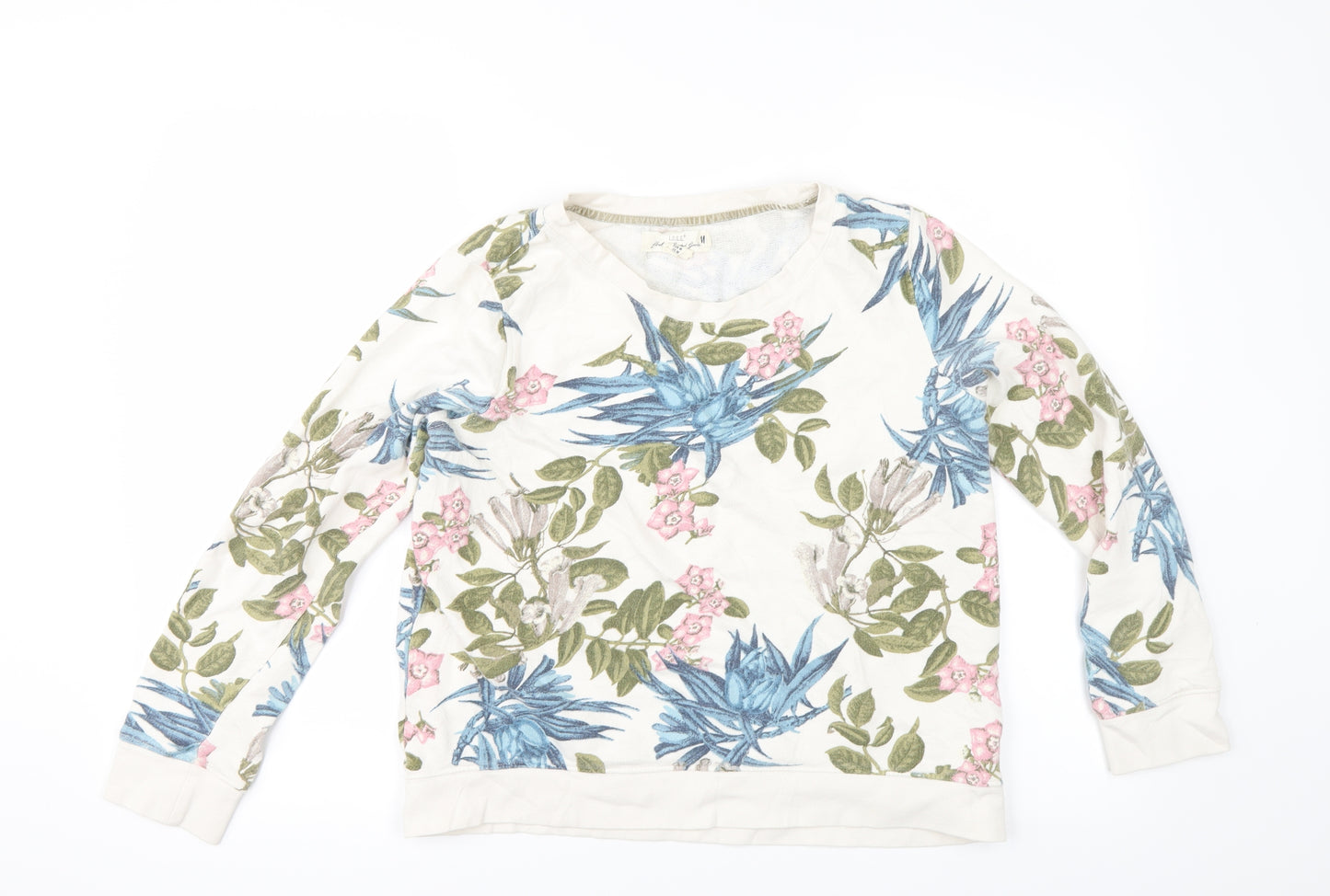 H&M Womens Ivory Floral  Pullover Sweatshirt Size M