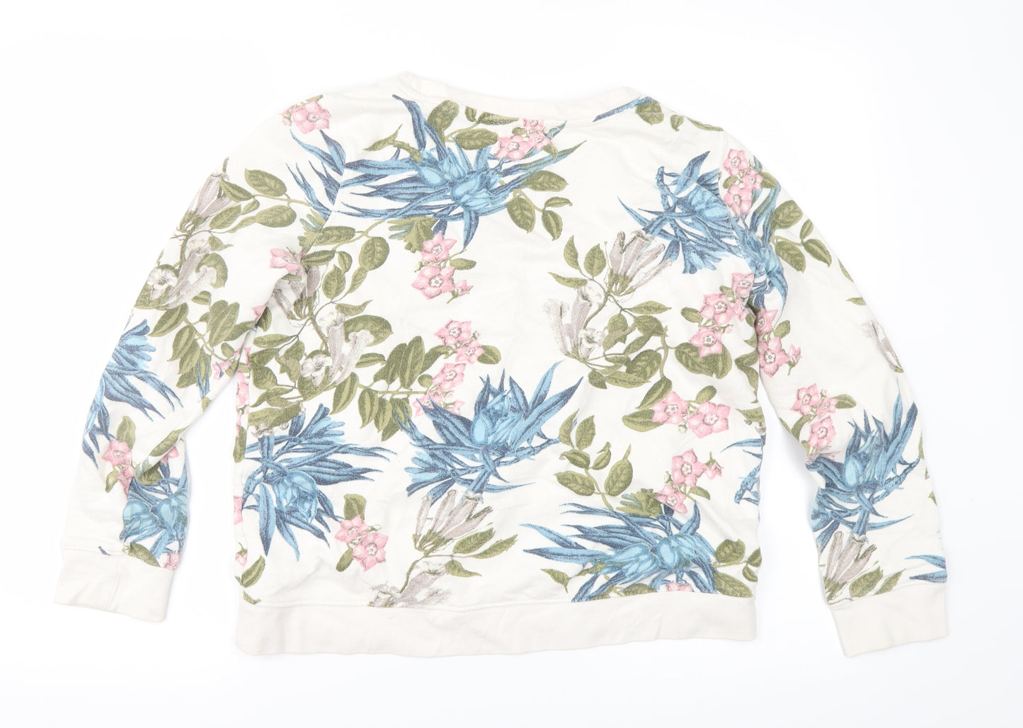 H&M Womens Ivory Floral  Pullover Sweatshirt Size M